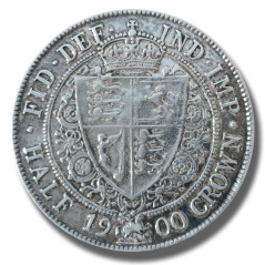 1900 United Kingdom Victoria Veiled Head Half Crown Silver Coin